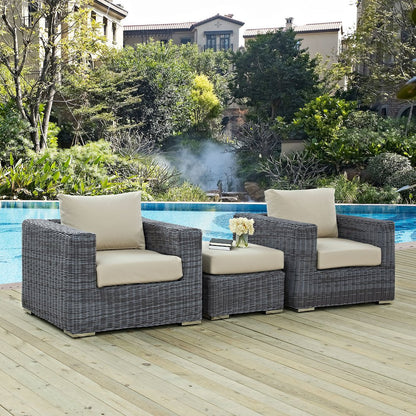 Summon 3 Piece Outdoor Patio Sunbrella Sectional Set