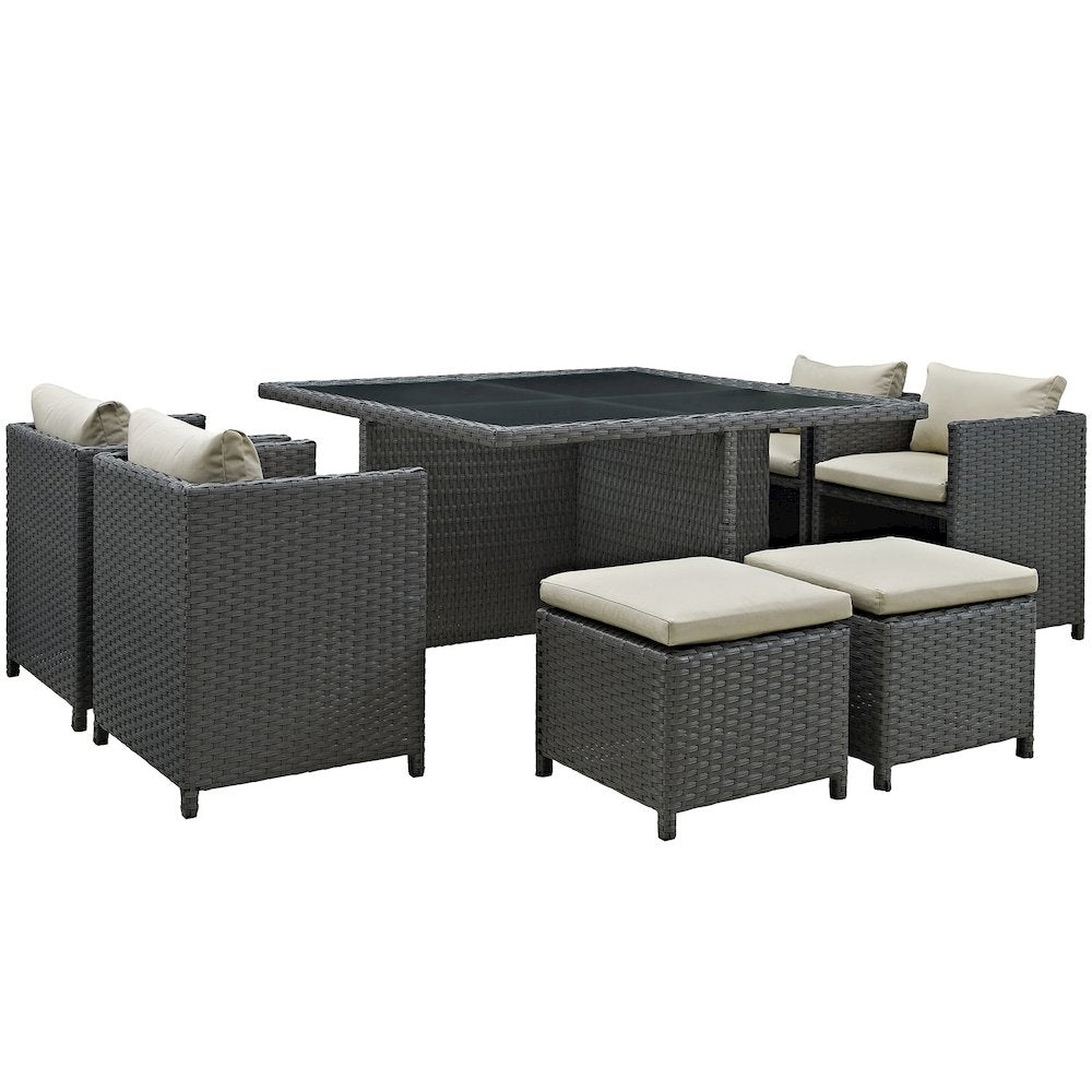 Sojourn 9 Piece Outdoor Patio Sunbrella Dining Set