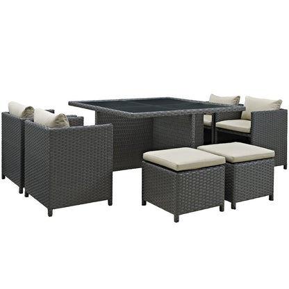 Sojourn 9 Piece Outdoor Patio Sunbrella Dining Set