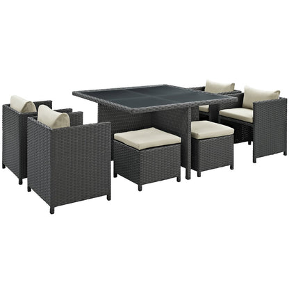Sojourn 9 Piece Outdoor Patio Sunbrella Dining Set