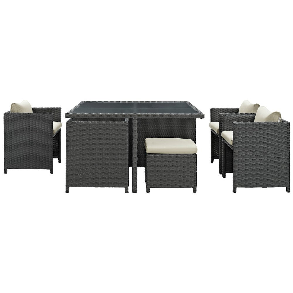Sojourn 9 Piece Outdoor Patio Sunbrella Dining Set