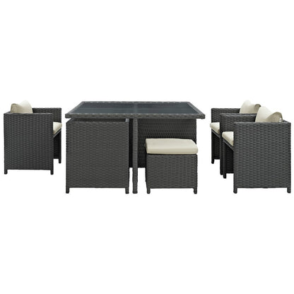 Sojourn 9 Piece Outdoor Patio Sunbrella Dining Set