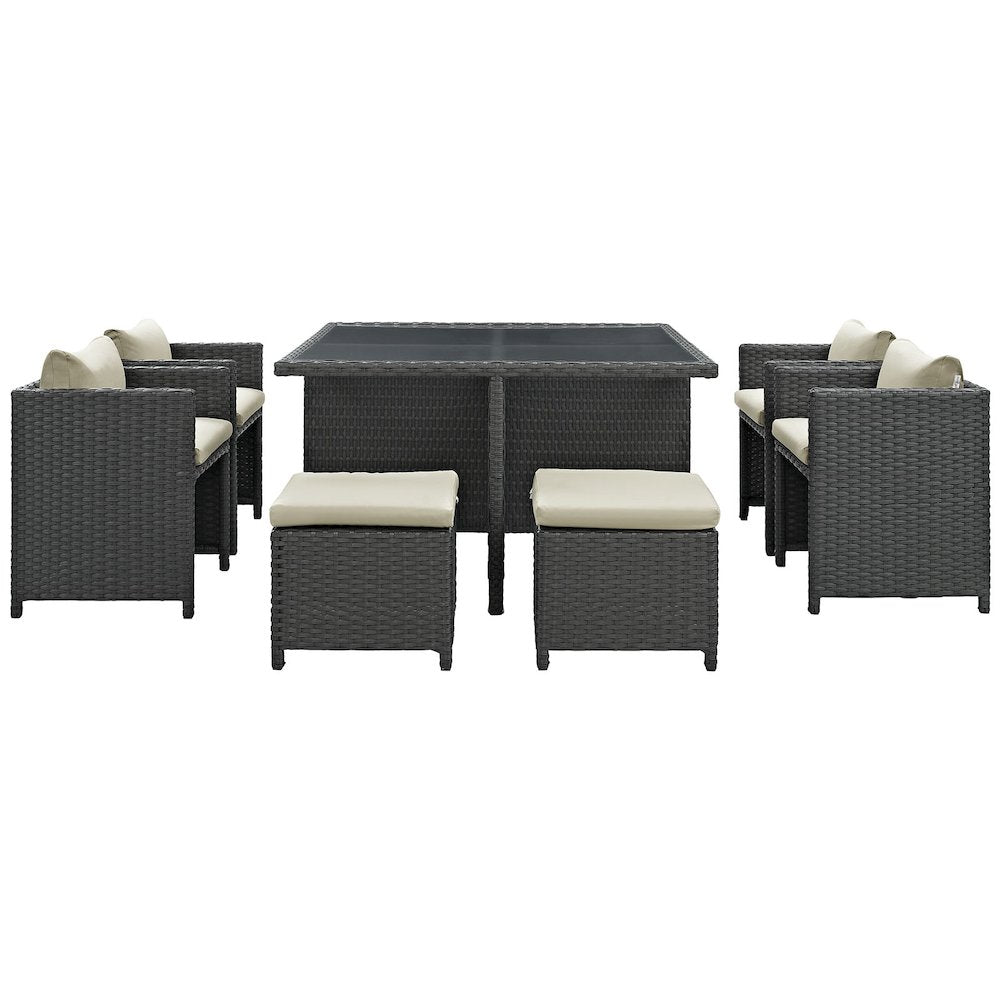 Sojourn 9 Piece Outdoor Patio Sunbrella Dining Set
