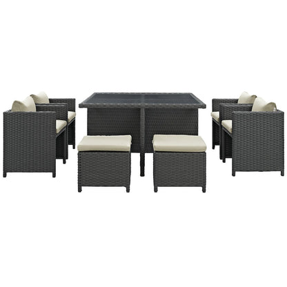 Sojourn 9 Piece Outdoor Patio Sunbrella Dining Set