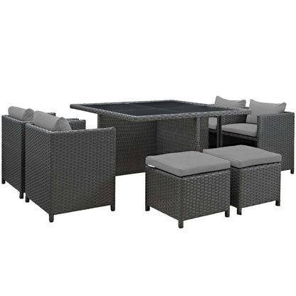 Sojourn 9 Piece Outdoor Patio Sunbrella Dining Set