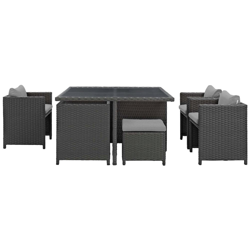 Sojourn 9 Piece Outdoor Patio Sunbrella Dining Set