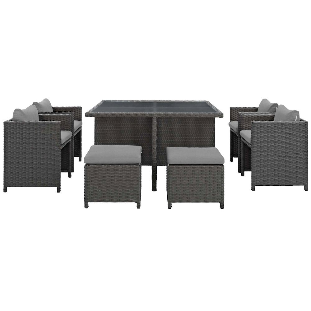 Sojourn 9 Piece Outdoor Patio Sunbrella Dining Set