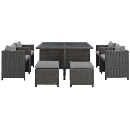 Sojourn 9 Piece Outdoor Patio Sunbrella Dining Set