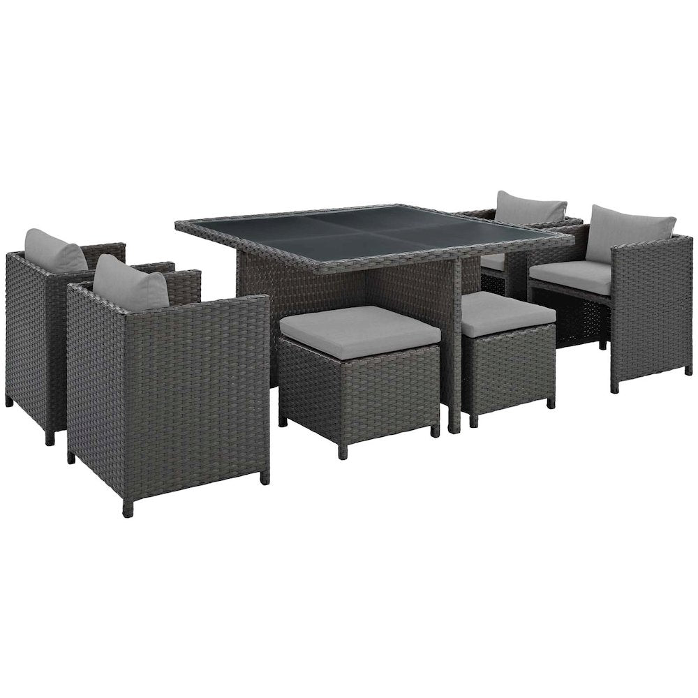 Sojourn 9 Piece Outdoor Patio Sunbrella Dining Set