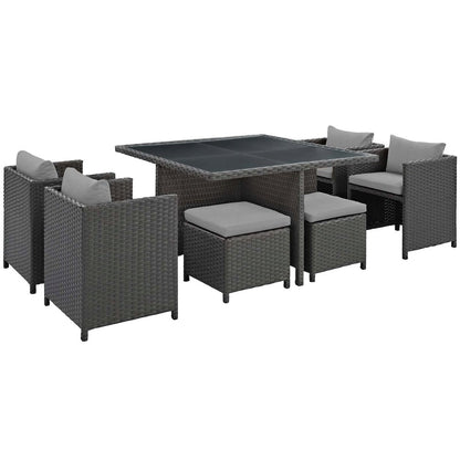 Sojourn 9 Piece Outdoor Patio Sunbrella Dining Set