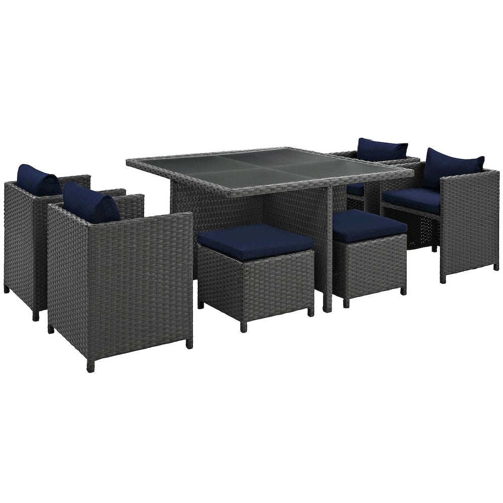 Sojourn 9 Piece Outdoor Patio Sunbrella Dining Set