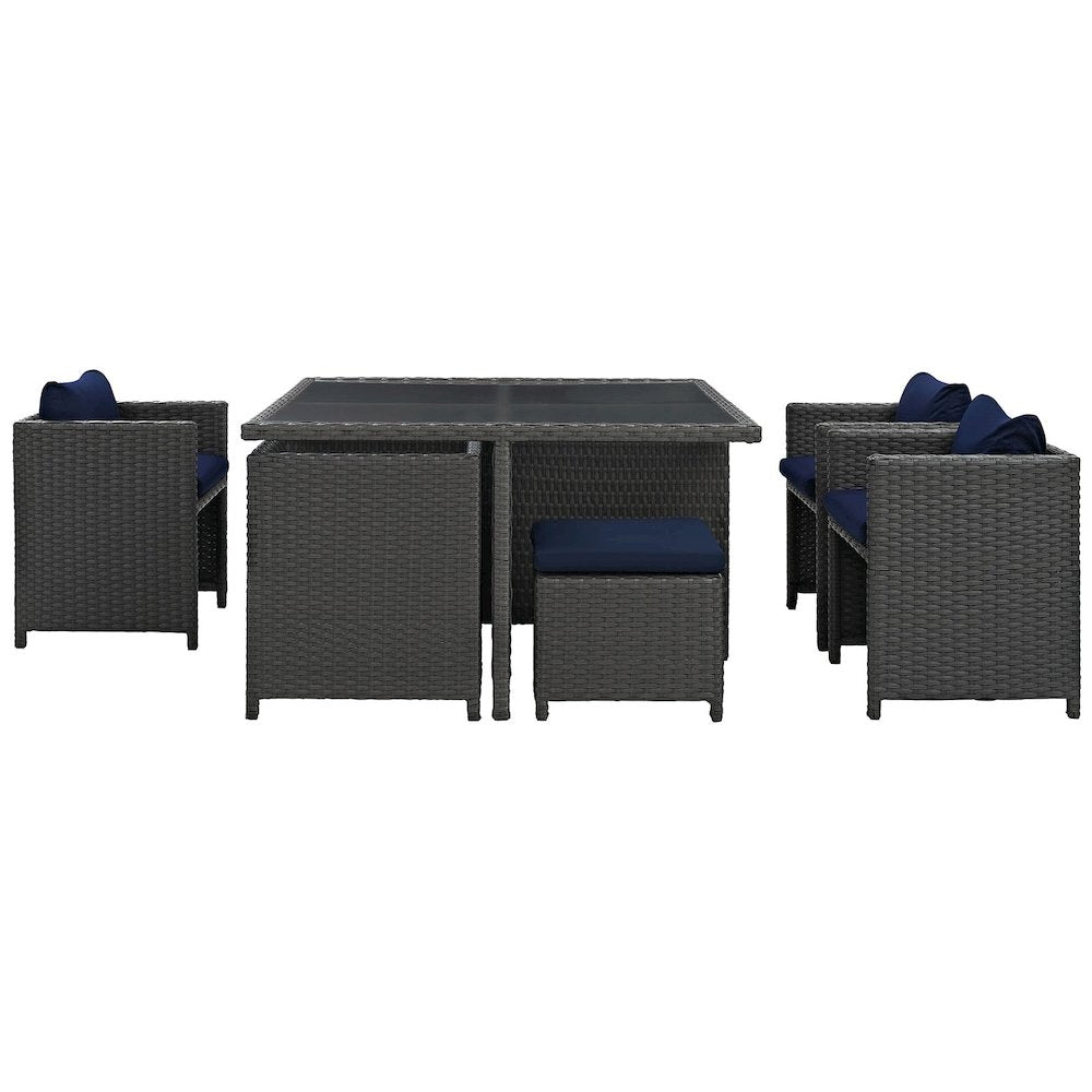 Sojourn 9 Piece Outdoor Patio Sunbrella Dining Set