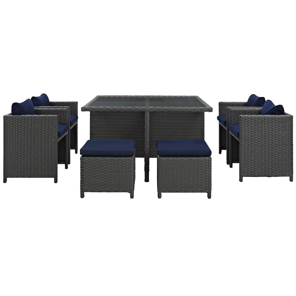 Sojourn 9 Piece Outdoor Patio Sunbrella Dining Set
