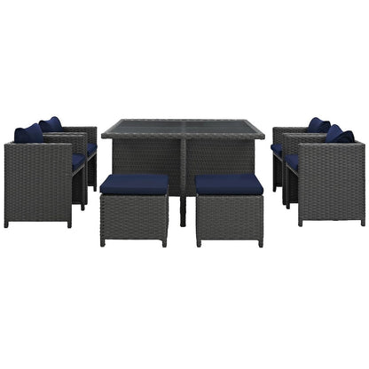 Sojourn 9 Piece Outdoor Patio Sunbrella Dining Set