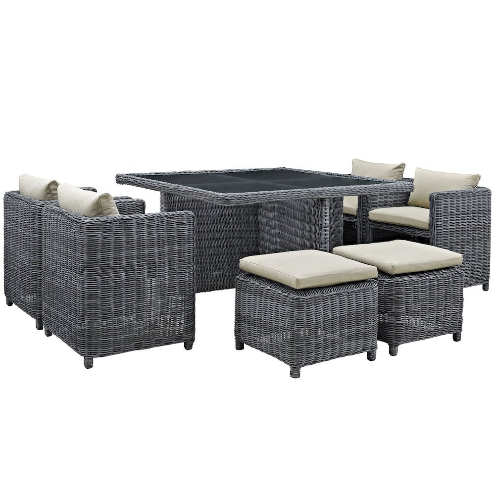 Summon 9 Piece Outdoor Patio Sunbrella Dining Set
