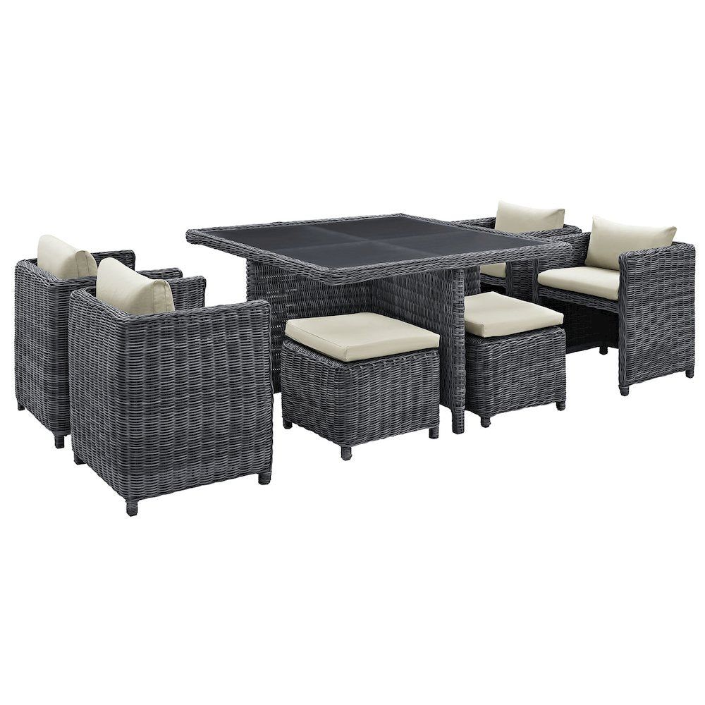 Summon 9 Piece Outdoor Patio Sunbrella Dining Set
