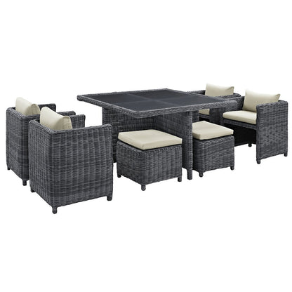 Summon 9 Piece Outdoor Patio Sunbrella Dining Set