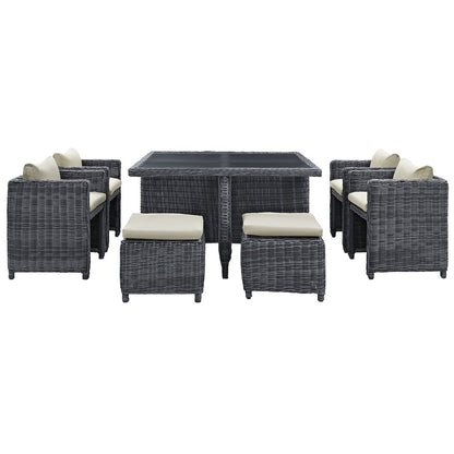 Summon 9 Piece Outdoor Patio Sunbrella Dining Set