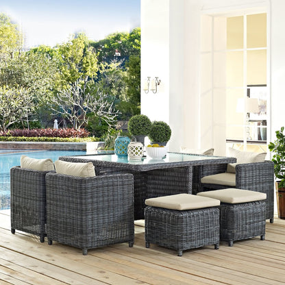 Summon 9 Piece Outdoor Patio Sunbrella Dining Set