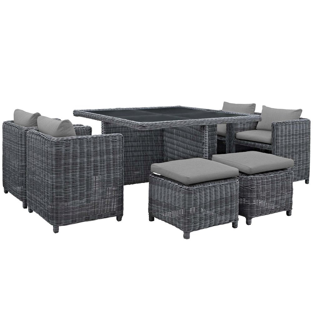 Summon 9 Piece Outdoor Patio Sunbrella Dining Set
