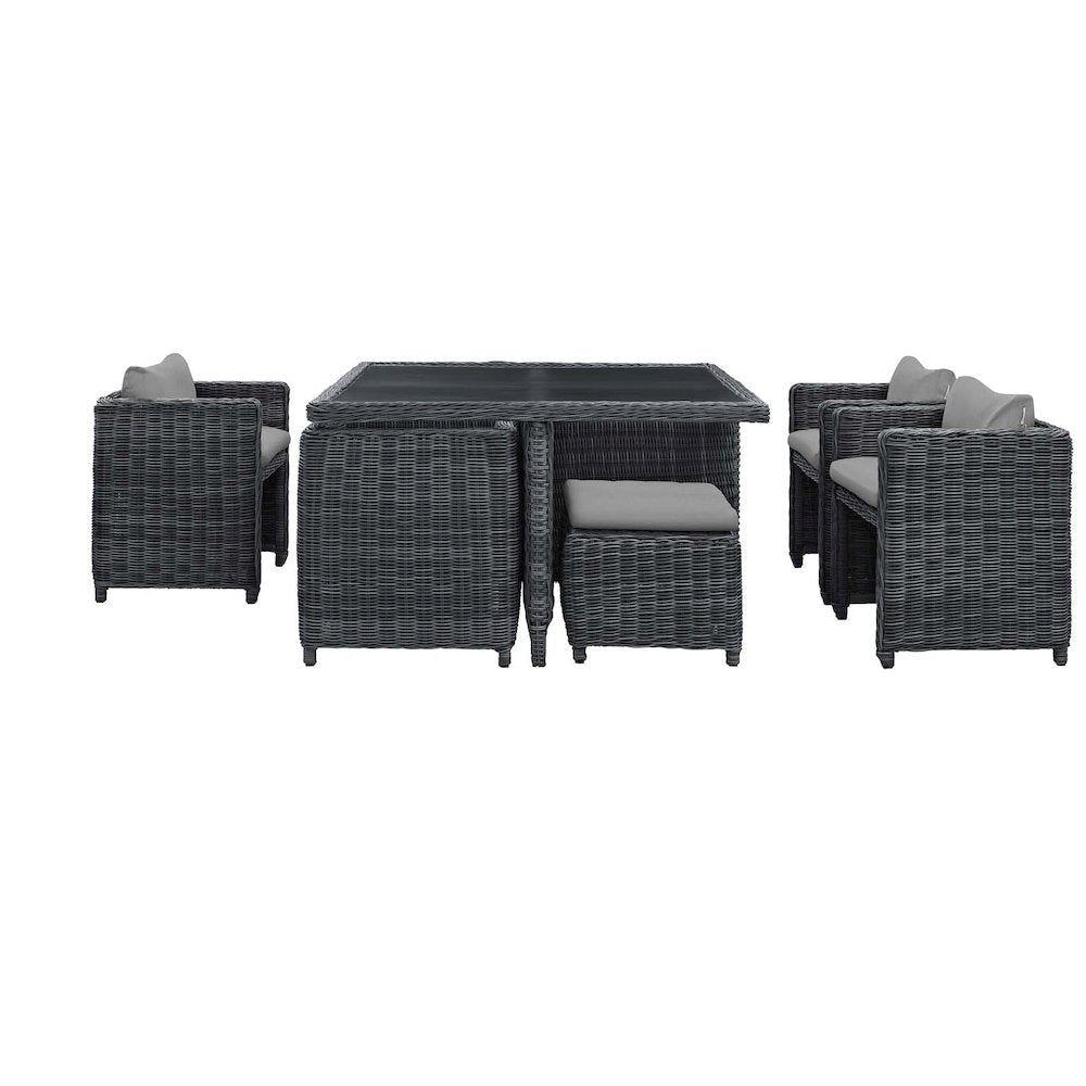 Summon 9 Piece Outdoor Patio Sunbrella Dining Set