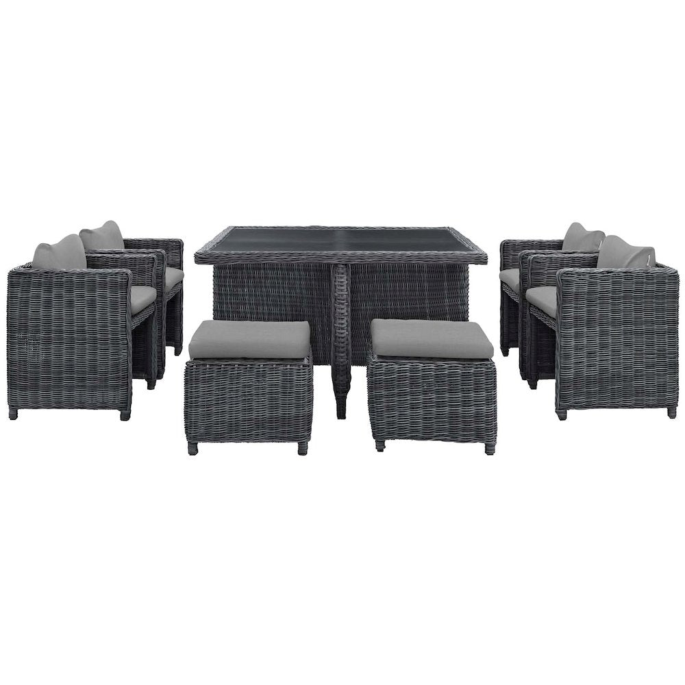 Summon 9 Piece Outdoor Patio Sunbrella Dining Set