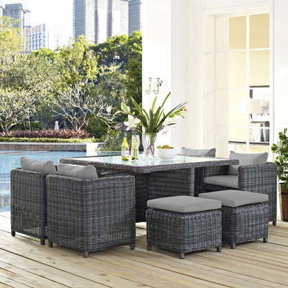 Summon 9 Piece Outdoor Patio Sunbrella Dining Set