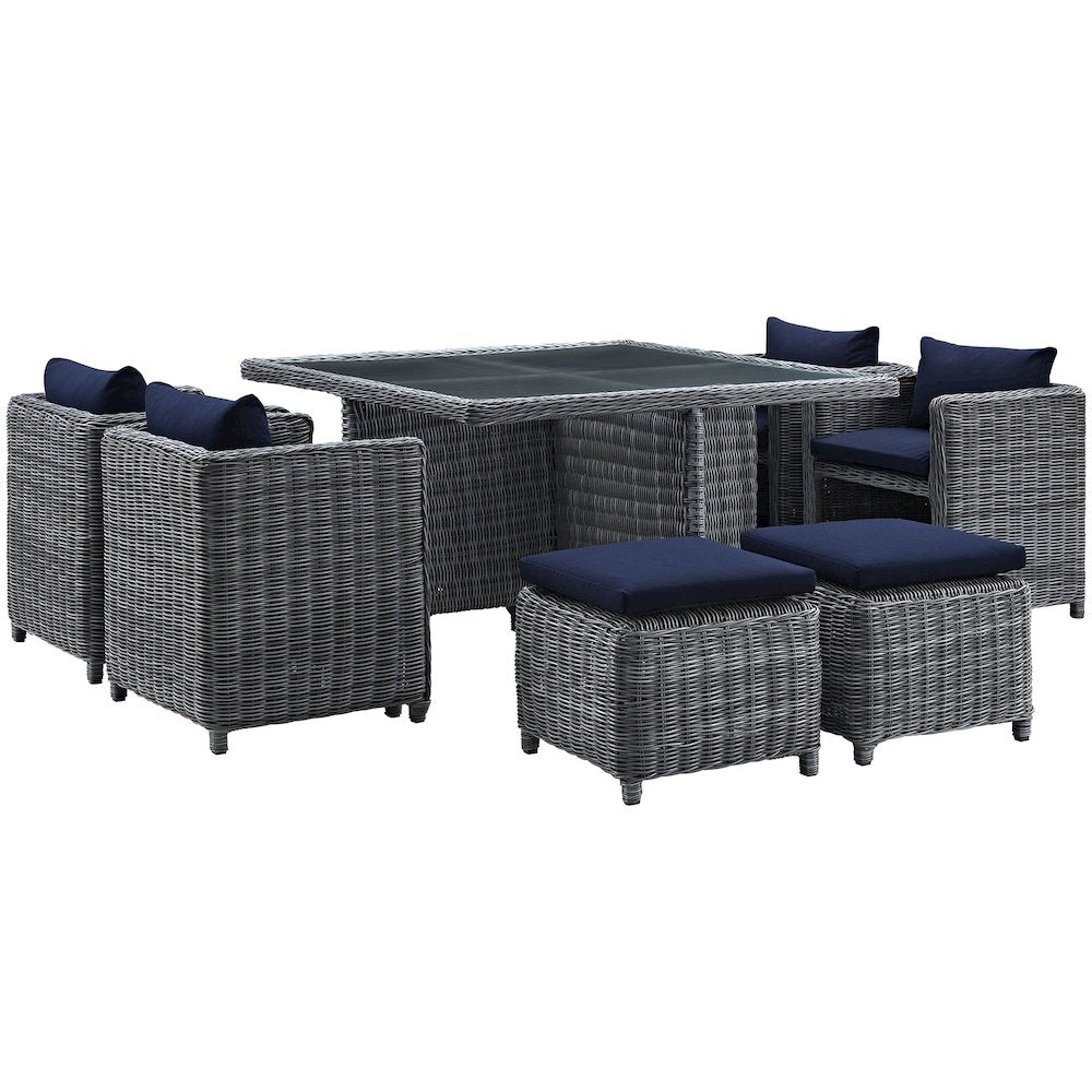 Summon 9 Piece Outdoor Patio Sunbrella Dining Set