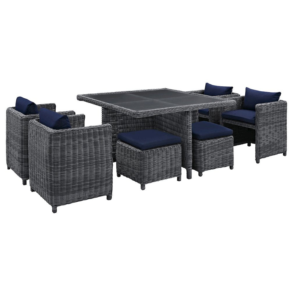 Summon 9 Piece Outdoor Patio Sunbrella Dining Set