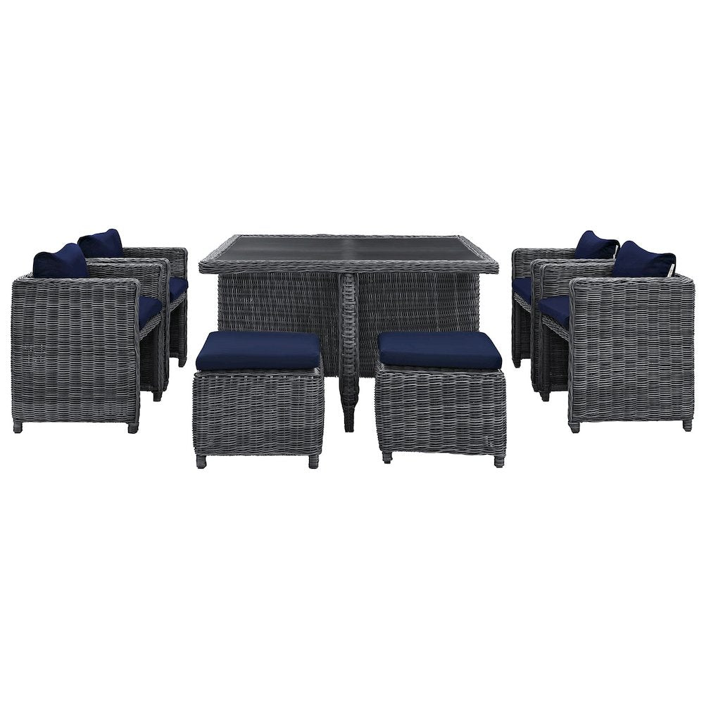 Summon 9 Piece Outdoor Patio Sunbrella Dining Set