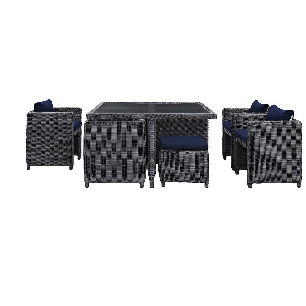 Summon 9 Piece Outdoor Patio Sunbrella Dining Set