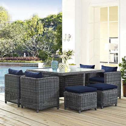 Summon 9 Piece Outdoor Patio Sunbrella Dining Set