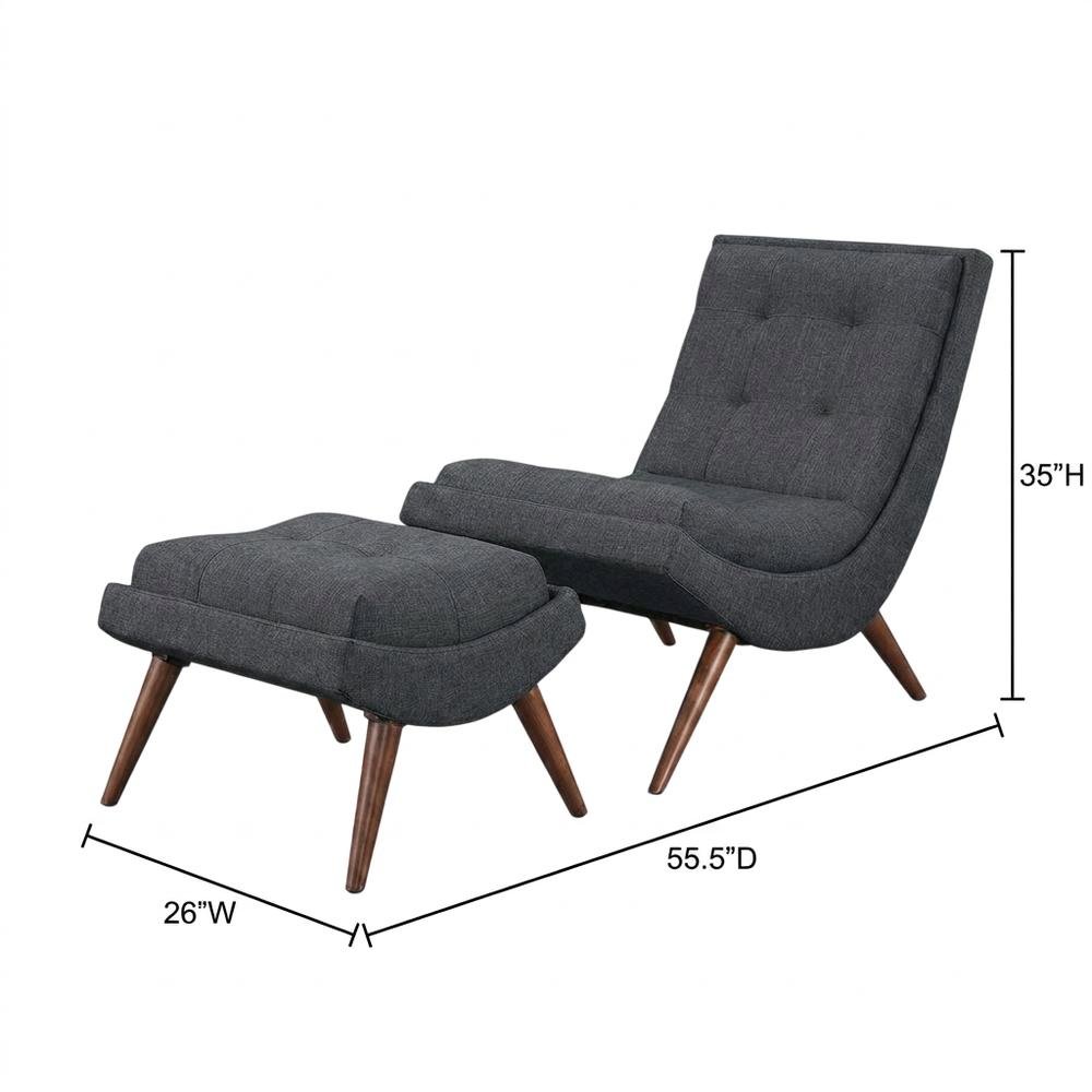 Fabric-Upholstered Lounge Chair for Living Room and Bedroom, Gray