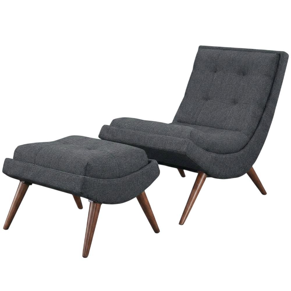 Fabric-Upholstered Lounge Chair for Living Room and Bedroom, Gray