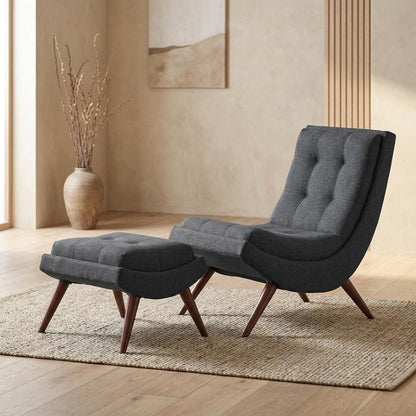 Fabric-Upholstered Lounge Chair for Living Room and Bedroom, Gray