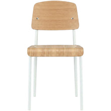 Wooden Dining Side Chair with Slatted Backrest for Dining Room, Natural White