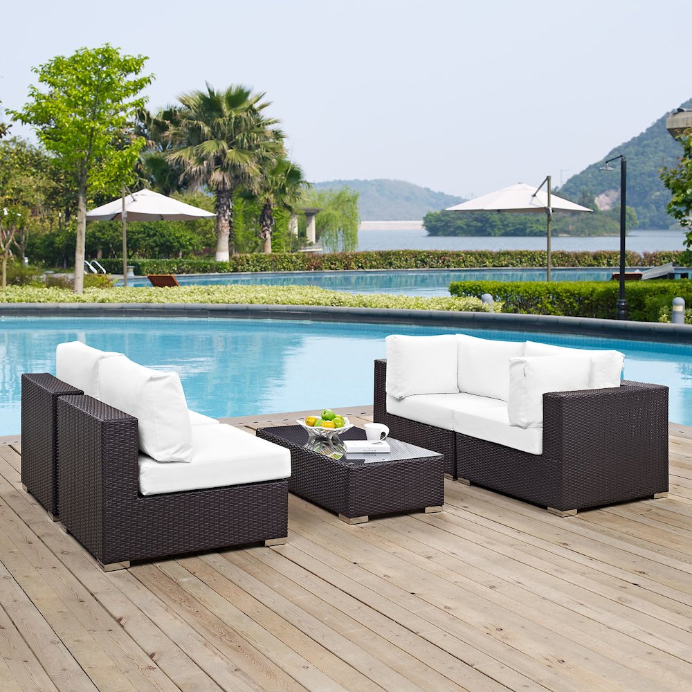 Convene 5 Piece Outdoor Patio Sectional Set