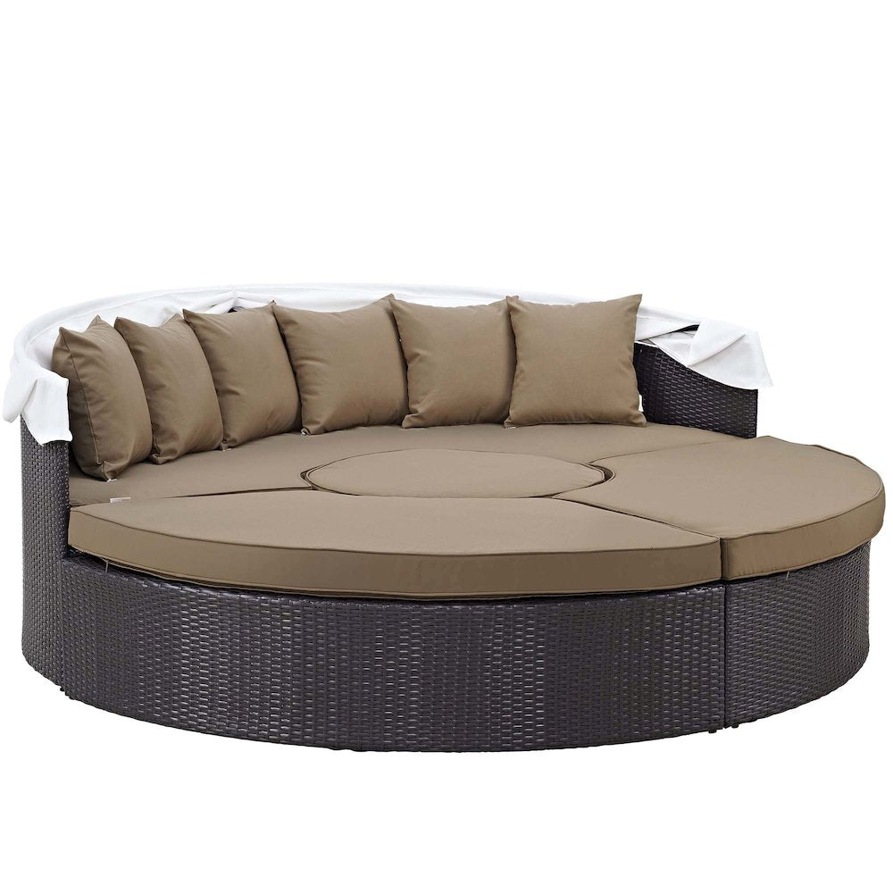 Convene Outdoor Patio Wicker Rattan Canopy Sectional Daybed