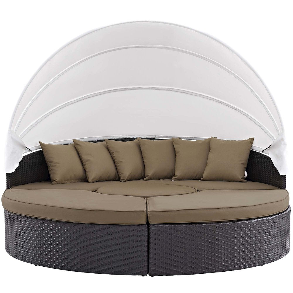 Convene Outdoor Patio Wicker Rattan Canopy Sectional Daybed