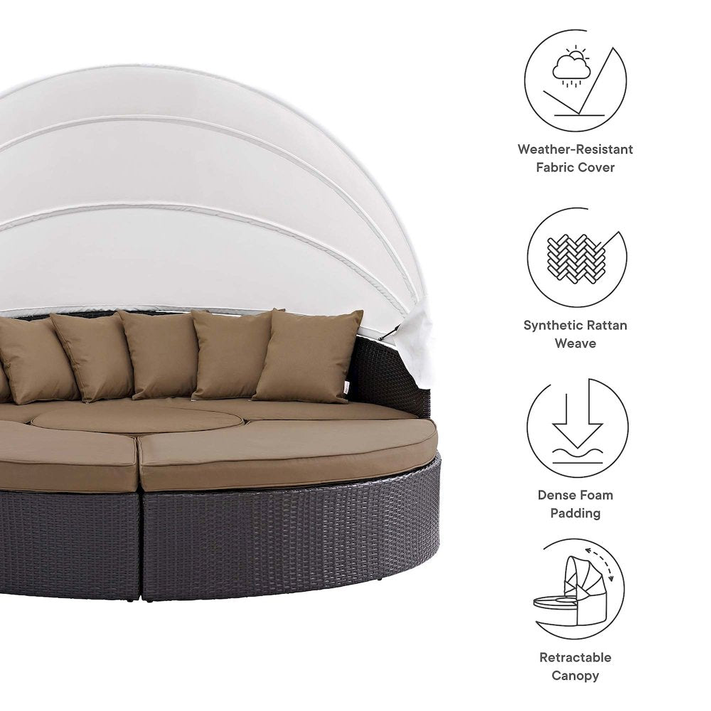 Convene Outdoor Patio Wicker Rattan Canopy Sectional Daybed
