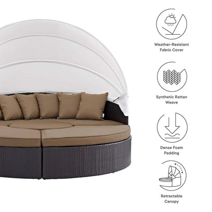 Convene Outdoor Patio Wicker Rattan Canopy Sectional Daybed
