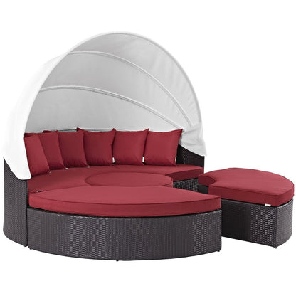 Convene Outdoor Patio Wicker Rattan Canopy Sectional Daybed