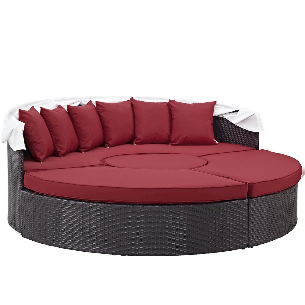 Convene Outdoor Patio Wicker Rattan Canopy Sectional Daybed