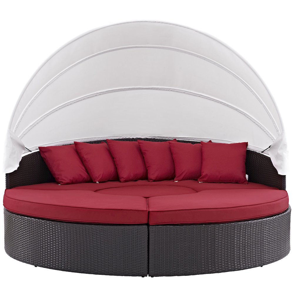 Convene Outdoor Patio Wicker Rattan Canopy Sectional Daybed