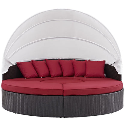 Convene Outdoor Patio Wicker Rattan Canopy Sectional Daybed