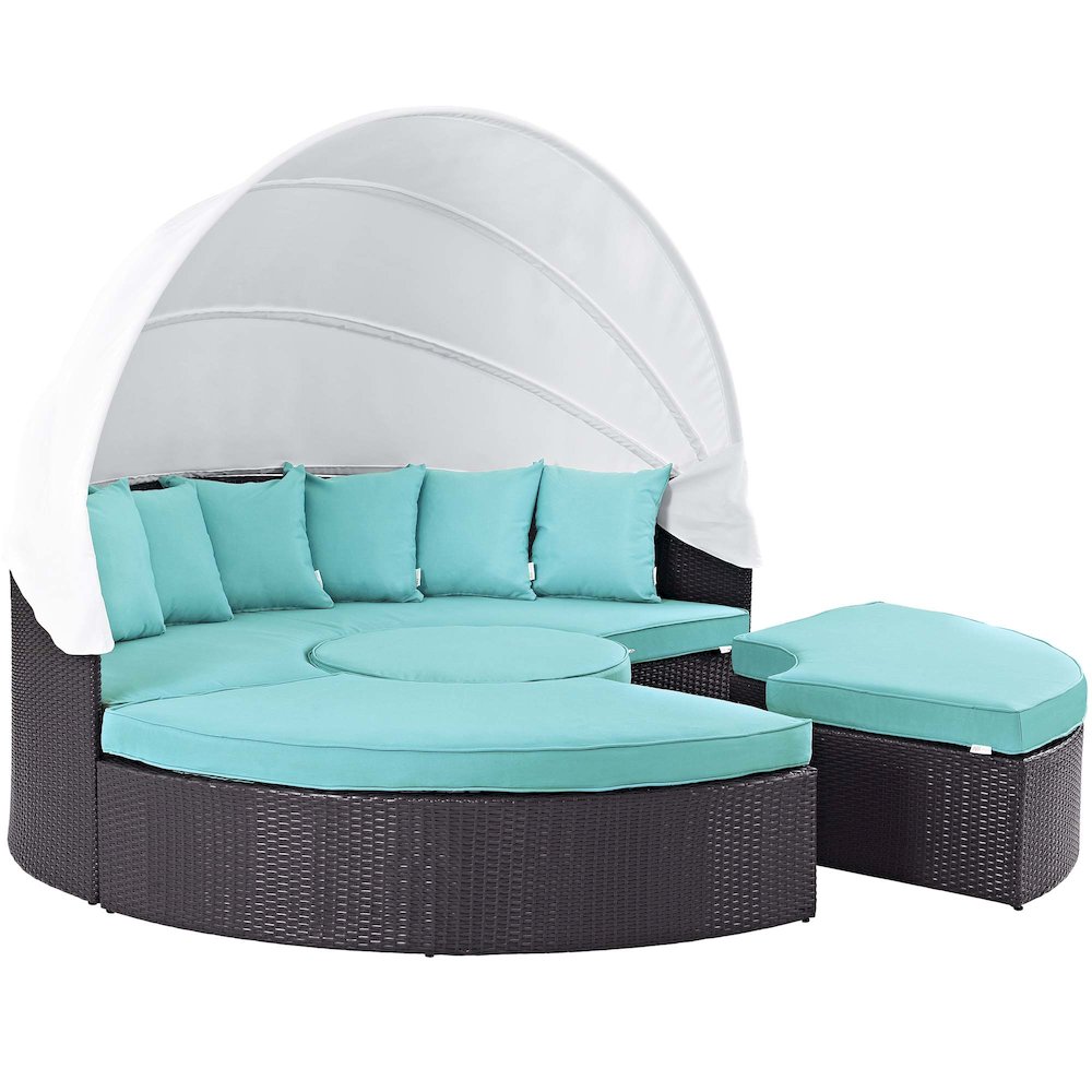Convene Outdoor Patio Wicker Rattan Canopy Sectional Daybed