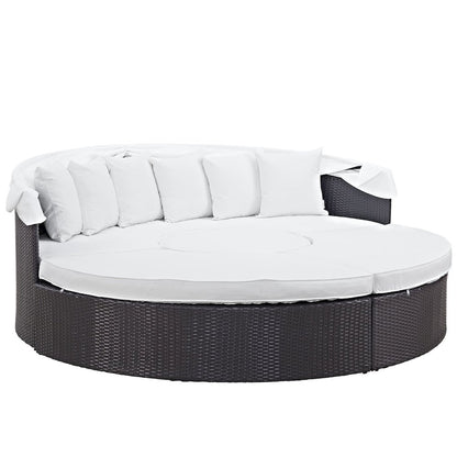Convene Outdoor Patio Wicker Rattan Canopy Sectional Daybed
