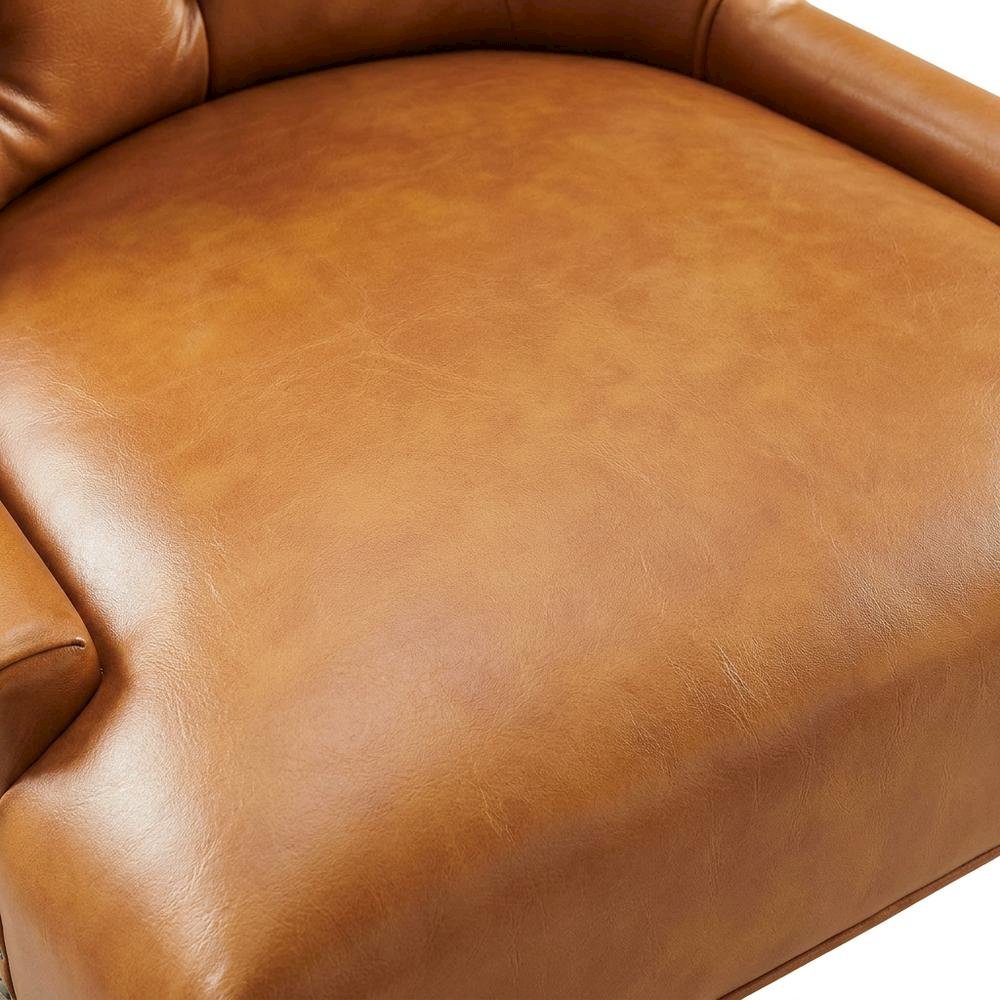 Tufted Vegan Leather Upholstered Dining Chair for Dining Room, Tan