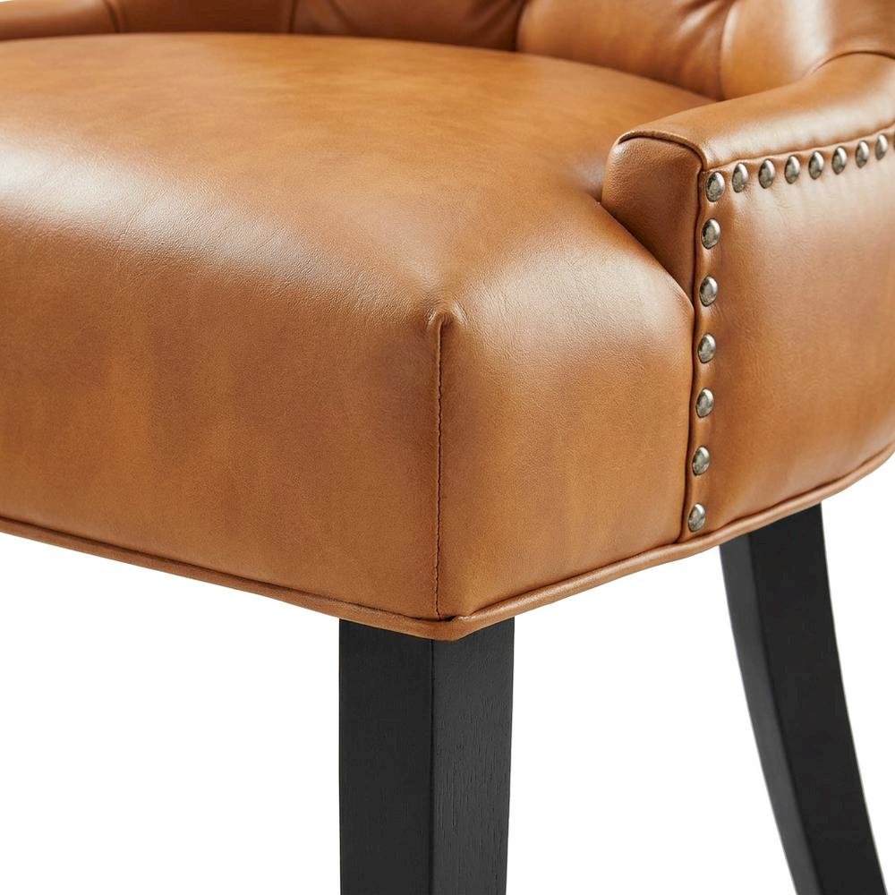 Tufted Vegan Leather Upholstered Dining Chair for Dining Room, Tan