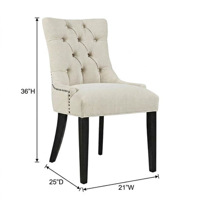 Tufted Upholstered Fabric Dining Chair for Kitchen and Dining Room, Beige